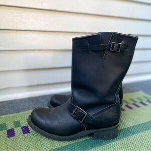 Real Leather Moto Boots